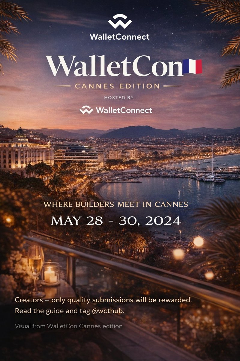 Post about WalletCon
WalletConnect hosts a WalletCon.com Cannes edition. Help us spread the news. Tag <a href="/wcthub/">WalletConnectors</a>. Only quality submissions will be rewarded. Check the Creator Guide to find out more guidelines.