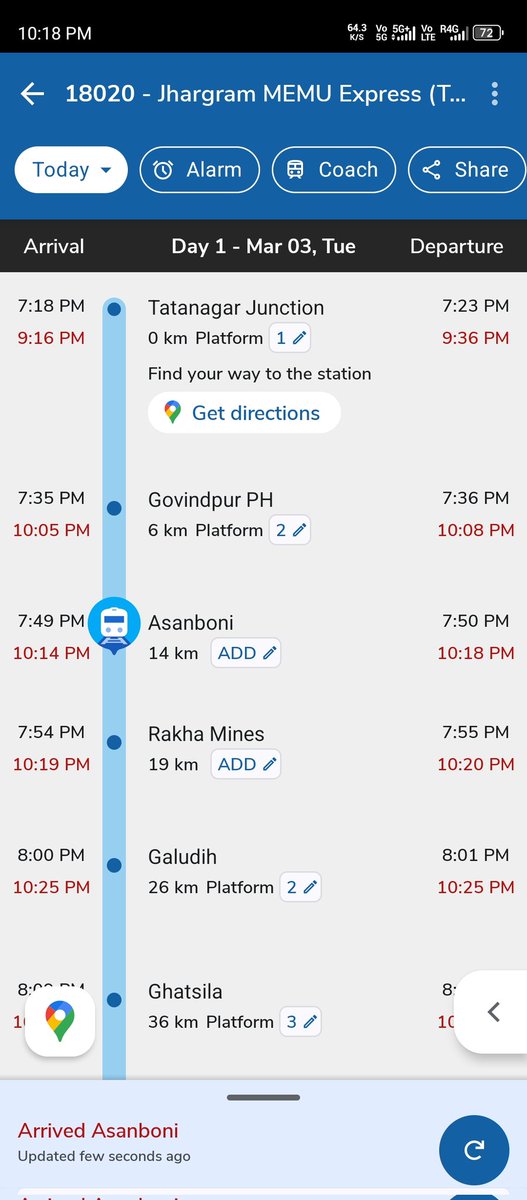 girikousik200's tweet image. Train no. 18020 is again running late without proper updates stand on asonboni station. Daily passengers are suffering due to repeated delays. @drmckp @drmkgp kindly take strict action and improve punctuality. Public harassment must stop. #IndianRailways #CKP #KGP