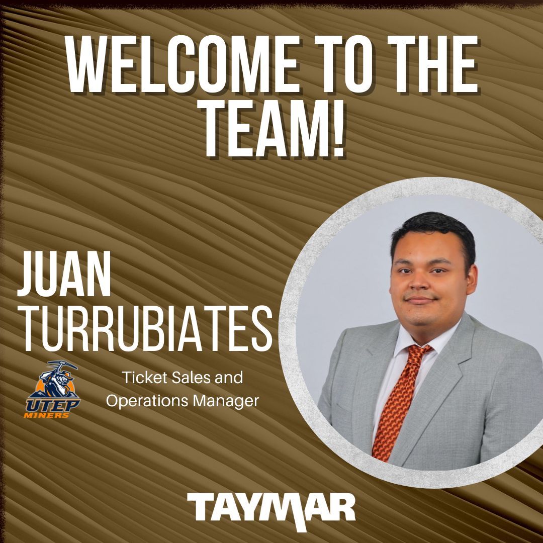 Taymarsalesu's tweet photo. We’re excited to welcome @Jaytee931  to Team Taymar as the Ticket Sales & Operations Manager at @UTEPAthletics! Juan is a skilled bilingual professional with extensive experience in ticket operations and administrative support, having spent six years in manager‑level roles with both the RGV Vipers and RGV FC. We’re excited to have him supporting the Miners!

#TeamTaymar #PicksUp