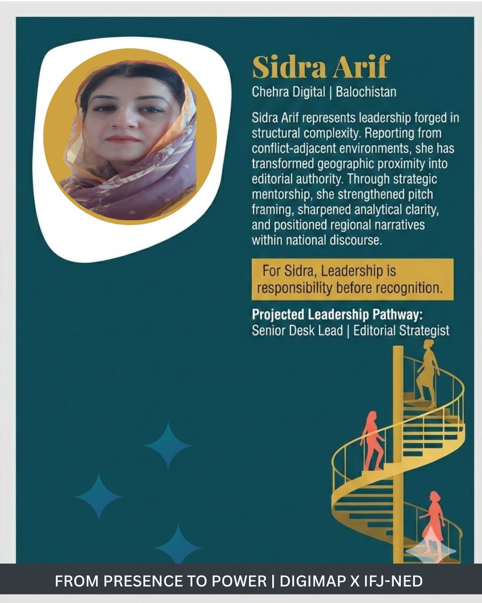 digimappk's tweet photo. Sidra Arif (Balochistan)

Emerging regional leadership shaping digital media futures.

#FromPresenceToPower #WomenLeadership #DigiMAP #IFJ #NED https://t.co/qLdhGcKngZ