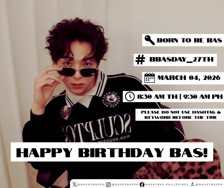 MaxkyBasPH's tweet photo. ᴛʀᴇɴᴅɪɴɢ ᴀɴɴᴏᴜɴᴄᴇᴍᴇɴᴛ 🏀

🔑 BORN TO BE BAS
#️⃣ BBASDAY_27th
🗓️ March 04, 2026
⏰ 8.30 AM 🇹🇭 9.30 AM 🇵🇭
⚠️Please do not use tag before the time.

#6CODE #bbasjtr #บาสเด็กอ้วนที่แท้จริง https://t.co/NhxPNNJMrb