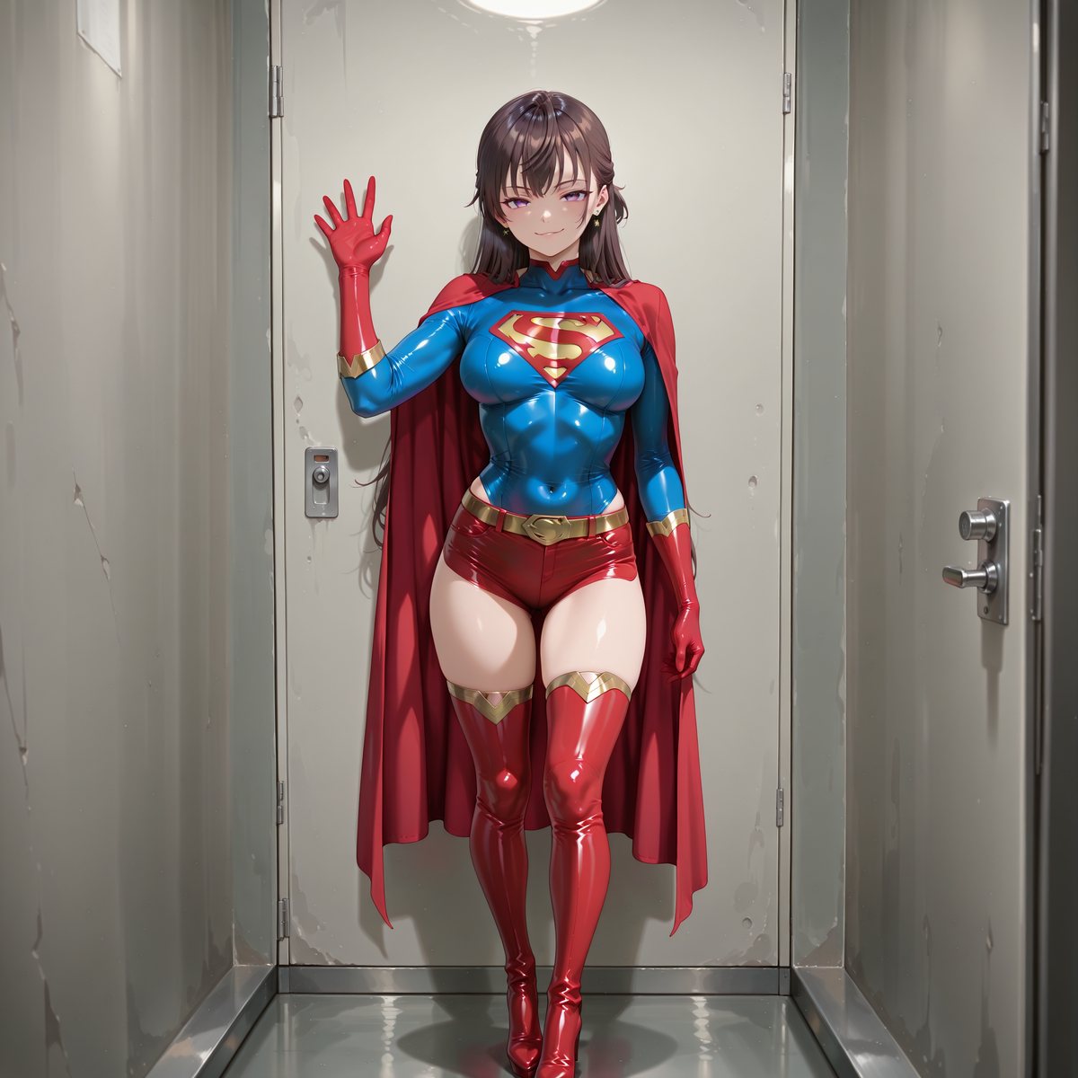 YolandatheVamp's tweet photo. (Suou Yuki "Supergirl") by Chih
https://t.co/jZjPUnf8Oh
#cape #cloak #AIart #latex #leather #largebreasts #boots #gloves #skirt #spats #tights #DC #supergirl #SuouYuki #Roshidere #bodysuit #brownhair #longhair #heels #skintight #leotard #brunette https://t.co/1yZJVXcNpW