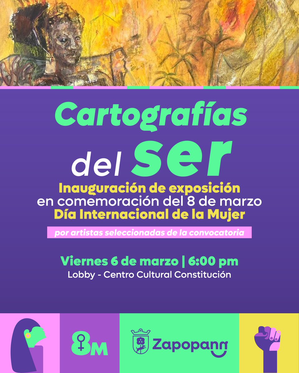¡Las Cartografías del Ser llenarán el lobby del Centro Cultural Constitución con su arte! 🎨✨

En el marco del  #8M, les invitamos a la inauguración de este exposición colectiva que reúne las visiones y trazos de las artistas seleccionadas en nuestra reciente convocatoria. 🖼️✊🏽