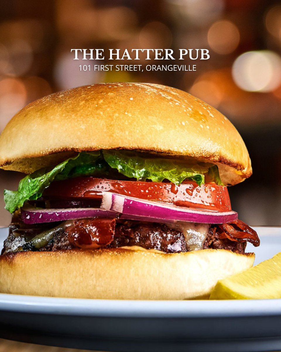Join us for our Tuesday Special 🍔 and a few cold pints.

HATTER BURGER - An 8 oz ground chuck patty topped with crispy bacon, rich cheddar and a spicy chipotle aioli. hatterpub.com/our-menu/  

#BurgerTuesday #ComfortFood #Orangeville #HatterPub