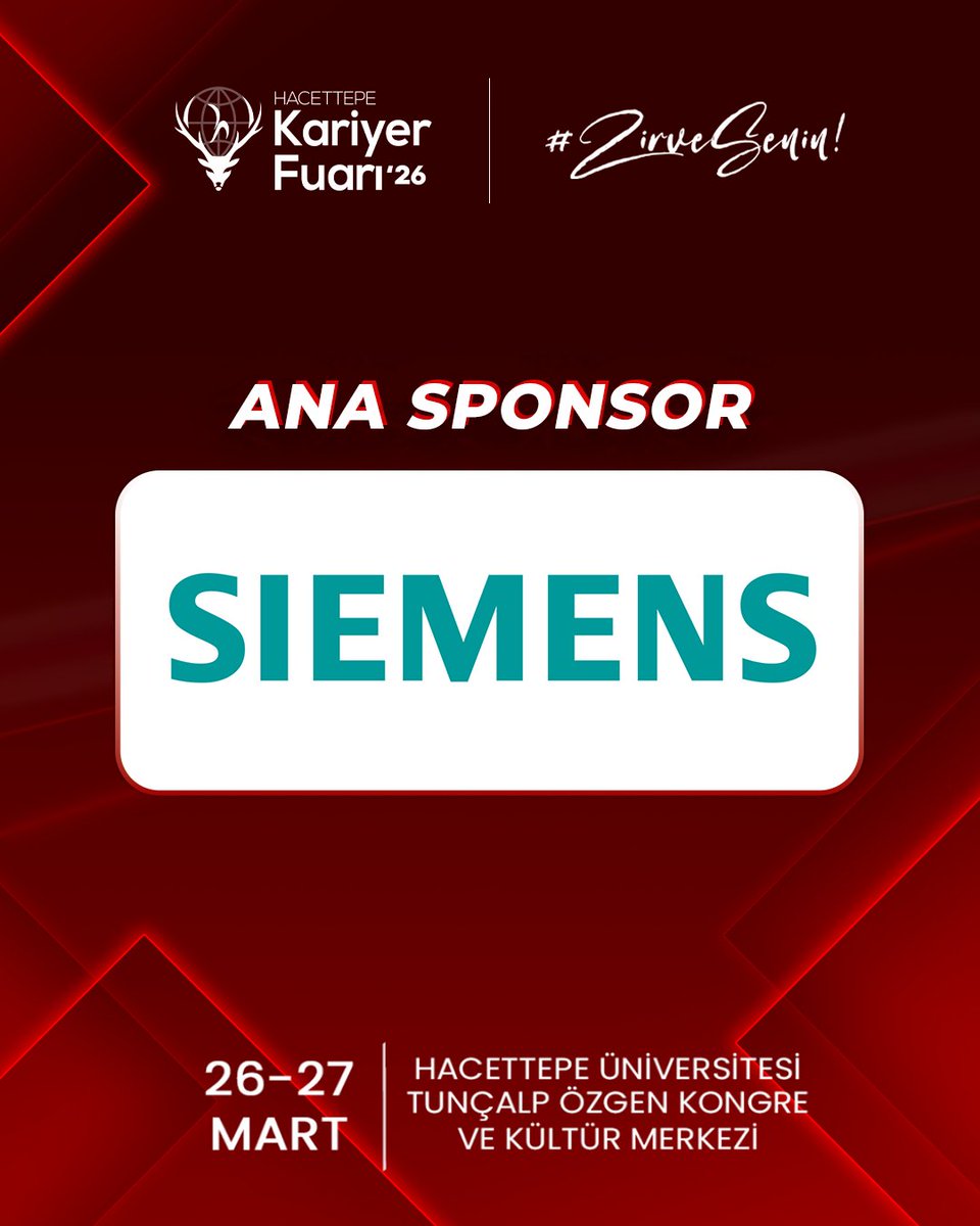 HUKSF's tweet photo. Hacettepe Kariyer Fuarı’26 ekibi olarak Ana Sponsorumuz @siemensturkiye’ye katkıları için teşekkür ederiz. ♥️

Bu fuarda #zirvesenin ✨ https://t.co/Zs1efu3jjY