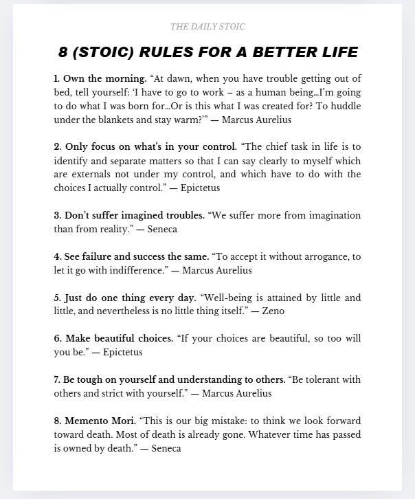 8 (Stoic) Rules For A Better Life