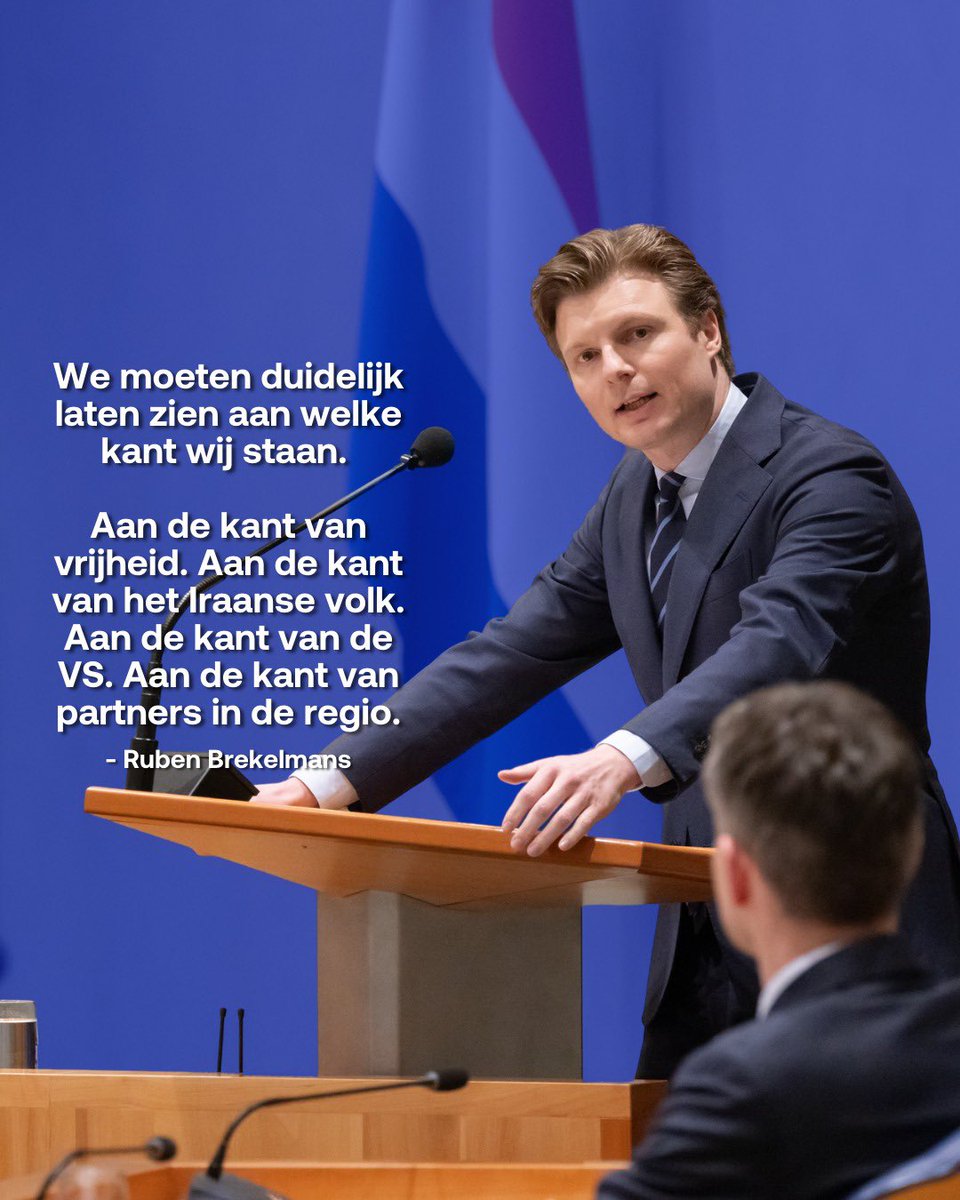Nederland moet kiezen voor vrijheid en voor het Iraanse volk.

Fractievoorzitter <a href="/rubenbrekelmans/">Ruben Brekelmans</a> bij het vragenuurtje. 👇