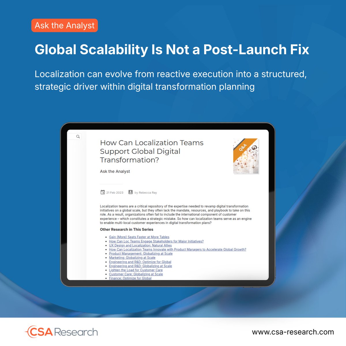 CSA Research tweet media