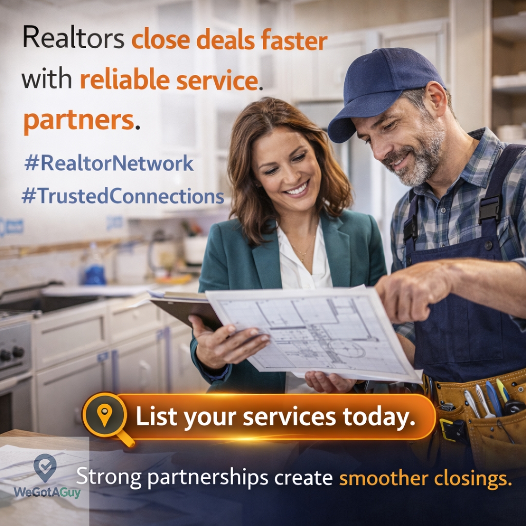 Wegotaguy2's tweet image. Realtors close deals faster with reliable service partners. #RealtorNetwork #TrustedConnections #ForYouPage #fyp