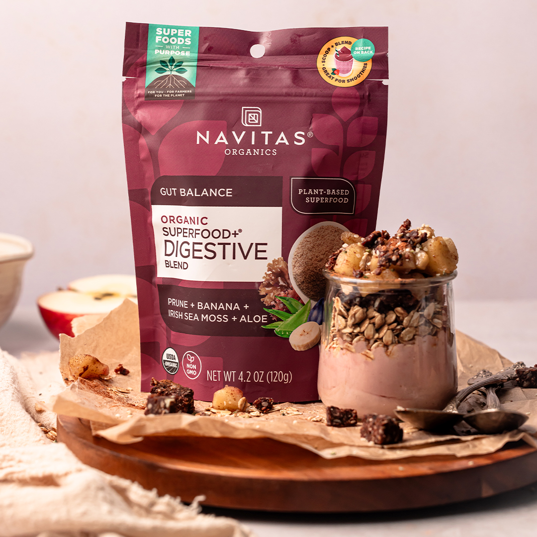 NavitasOrganics's tweet image. Our Superfood+ Digestive Blend is the #guthealth ritual we’ve been loving lately. 😍 Just 4 #organic ingredients—prune, banana, Irish sea moss + aloe vera—working together to support microbiome #balance, digestive comfort &amp;amp; #regularity. No fillers. No fluff.