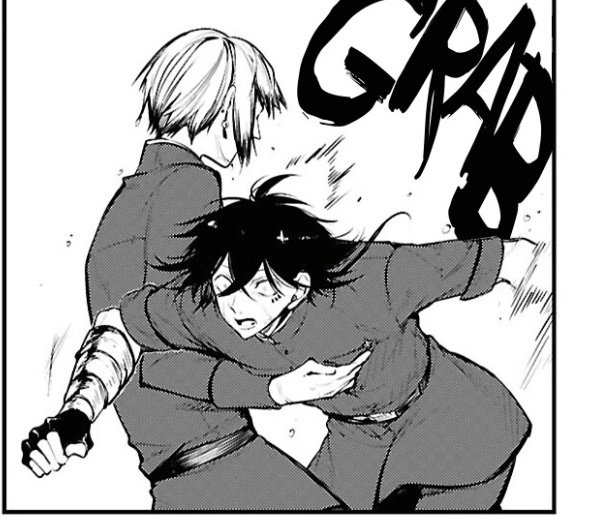 buddingods's tweet photo. I am probably reading too much into this but. Suegiku have no qualms when it comes to using violence against each other. And yet. Jouno stops Tecchou so gently. He grabs him but doesn't hold him back. He just. Stops him from collapsing https://t.co/wjR34ppBY3