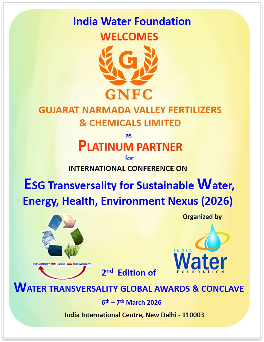 IndiaWaterFoun1's tweet photo. We are pleased to #welcome Gujarat Narmada Valley Fertilizers &amp; Chemicals Limited (@GNFCLTD) as the #PlatinumPartner for the Water Transversality Global Awards and Conclave 2026 to be held on 6–7 March at the India International Centre Delhi....Know more https://t.co/ouPui0D8IZ https://t.co/DVq5r0L8VU