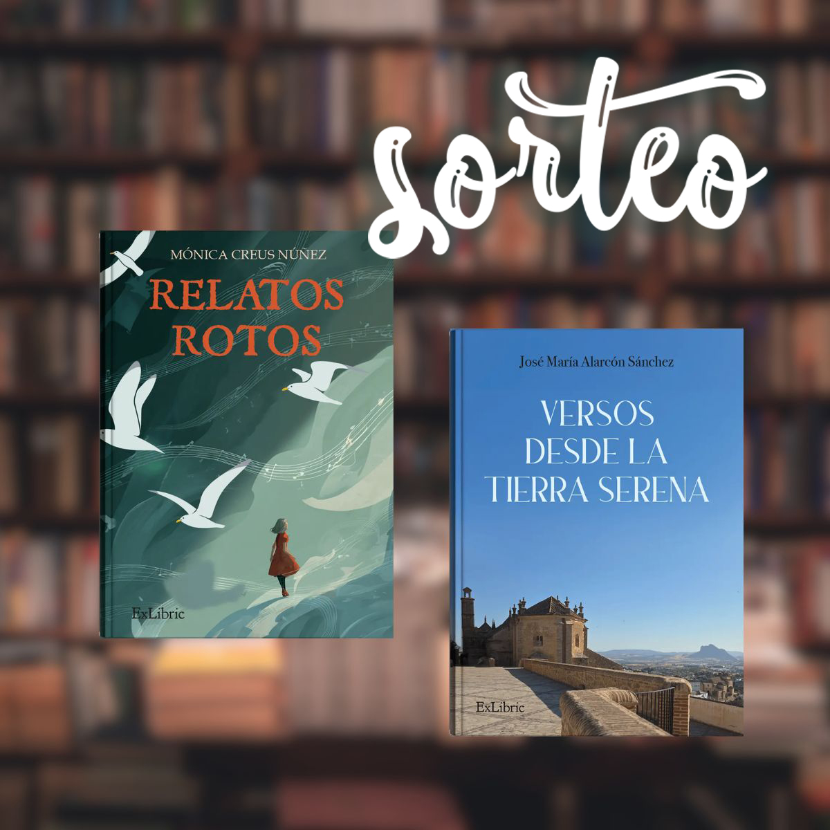 ExLibric's tweet photo. 📖✨Si te gustan las historias y los versos que se quedan contigo... ¡Este es tu sorteo! 

📘 Relatos rotos
📗 Versos desde la tierra serena

Narrativa y poesía cara a cara. ¡Tú decides por cuál empezar… si la suerte te guiña el ojo!

Participar es muuuy fácil:

🔁 RT
❤️ Like
💬 Comenta cuál elegirías

📅 ¡Anunciaremos los ganadores el 10/03!

Leer es un riesgo. Pero no participar… también.