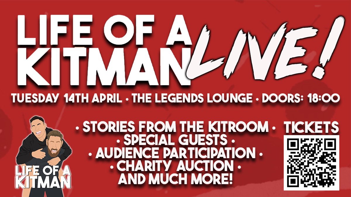 Life of a Kitman LIVE!

It’s here! Our first ever podcast with a live audience! 

Special guests, unheard stories, charity auction, kitman Q&amp;A and much more!

🎟️ swindontownfc.ticketco.events/uk/en/e/life_o…