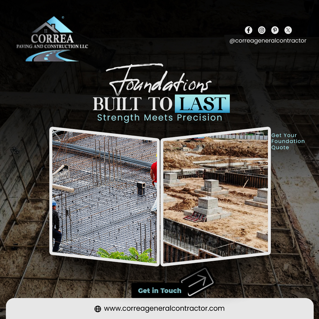 CorreaGeneral's tweet image. Ensure your home or commercial property stands strong with our expert concrete foundation services. Durable, reliable, and built to last for generations.

#ConcreteFoundation #DurableConstruction #CorreaContractors #USConstruction #PropertyUpgrade #StrongFoundations