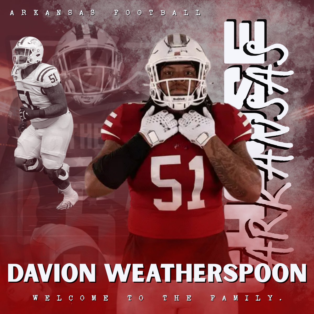choose_arkansas's tweet photo. Welcome our newest Arkansas football player! @Davionweathers2 https://t.co/mLGORXUwhe