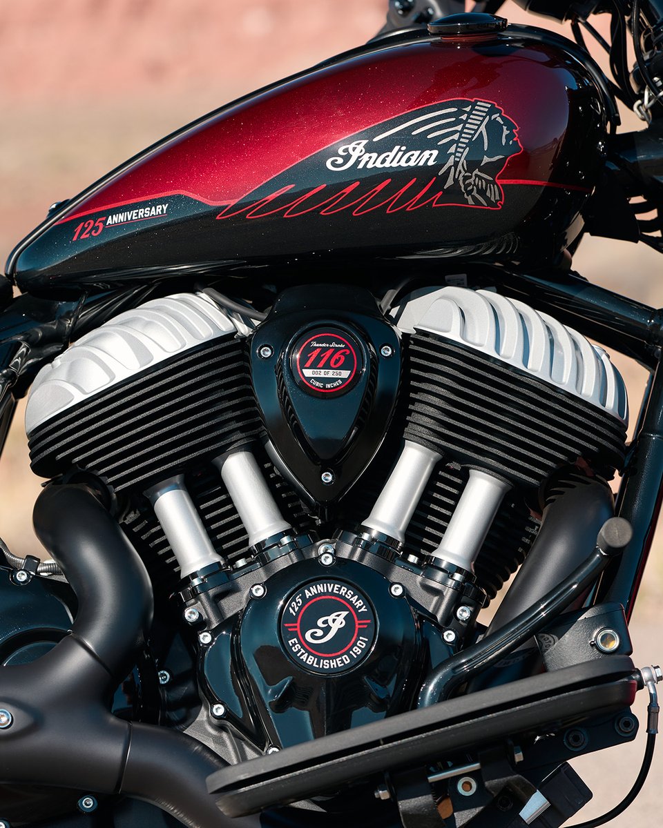 indianmotocycle's tweet photo. Introducing the Chief Vintage 125th Anniversary Edition.

Valanced fenders and an iconic lit headdress meet silver engine finishes, a vintage floating seat, and hand-painted 125th Anniversary badging throughout. Refined without compromise. Built to carry 125 years forward.

Meet the 125th Anniversary Editions of the Chief Vintage, Scout Bobber, Indian Challenger, and Roadmaster at https://t.co/qRZZBfUT8s

#indianmotorcycle