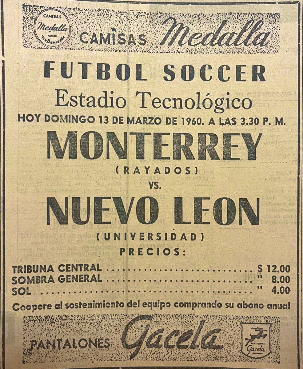 El primer duelo entre <a href="/Rayados/">Rayados</a> y <a href="/TigresOficial/">Club Tigres 🐯</a> se registro hace 66 años.

13 Mar 1960
Era la penúltimo fecha en Segunda División, y MTY recibió al recién nacido TIGRES (UANL había comprado la franquicia Jabatos)

Con goles de “Chiras” Prieto y “El Moro” Juárez, Rayados ganó 2-0.