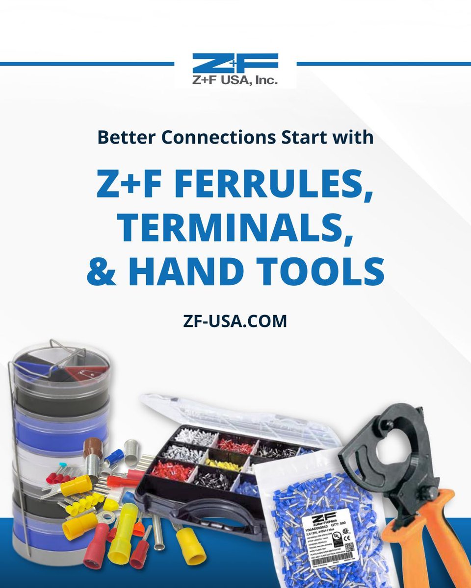 ZF_USA's tweet image. Whether you’re choosing ferrules, insulated terminals, or precision hand tools, Z+F USA has the solutions to help you build reliable, UL/CSA-certified terminations.

See our catalogs now: zf-usa.com/wire-processin…

#HandTools #Ferrules #WireProcessing #InsulatedTerminals