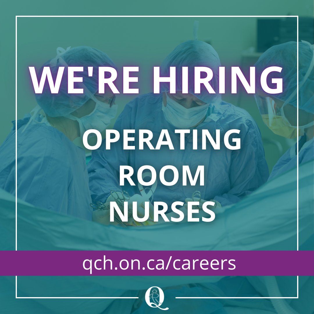 QCHOttawa's tweet image. QCH is #hiring Operating Room Nurses! 
Know someone who’d be a great fit? Share this with your network!
Check out our carer page to see available positions. qch.on.ca/Careers 
#RegisteredNurse #OR #OperatingRoom #ORNurse #QCHOttawa #OttawaHealth #NursingJobs