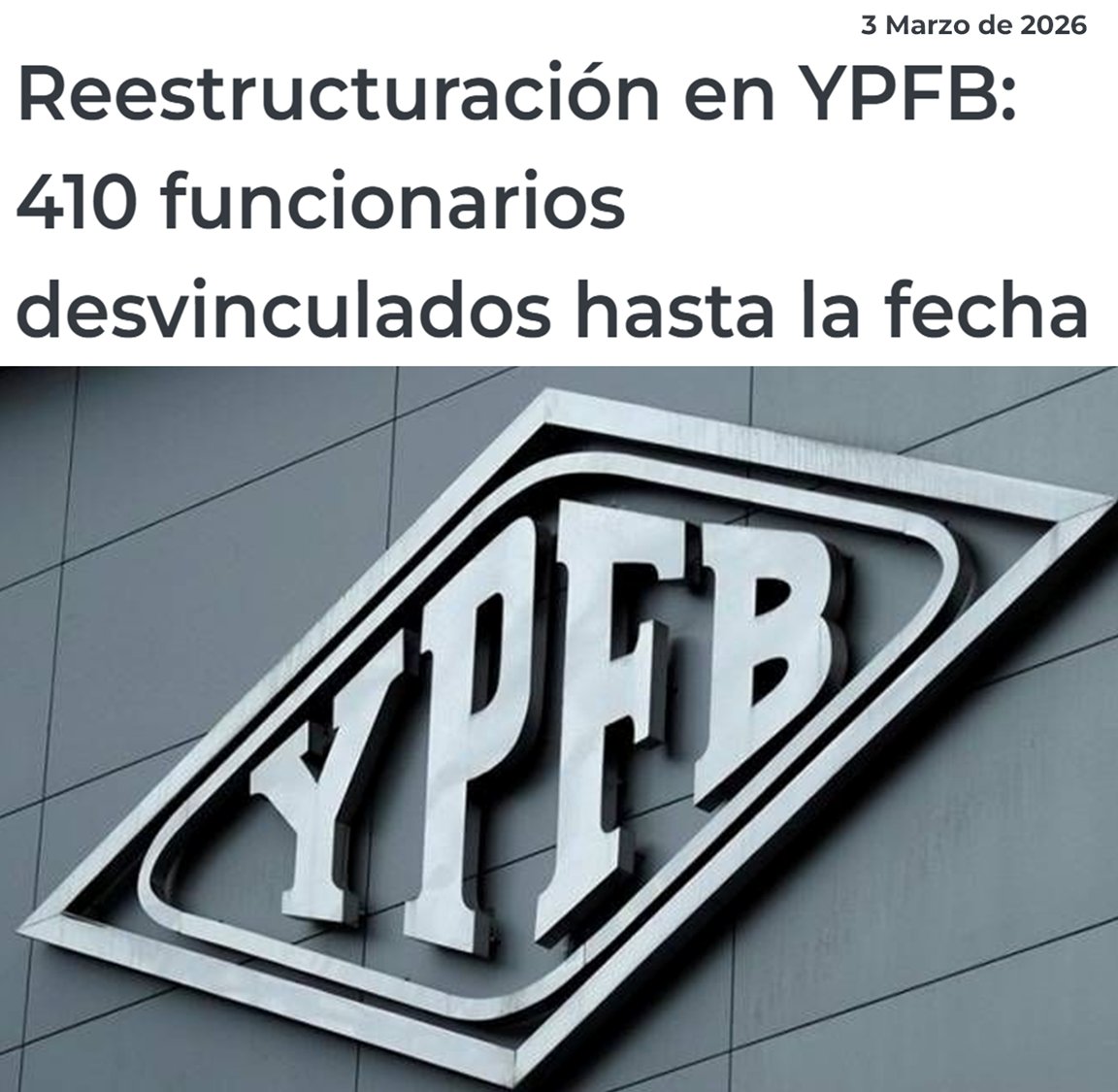 alvaroriosroca's tweet image. Es un primer gran paso el de #YPFB. 
La purga de personal debe seguir. 
El #MAS dejó excesivos supernumerarios para una empresa que fue manejada y manoseada politicamente y con extrema corrupción los pasados 20 años.
ypfb.gob.bo/node/426