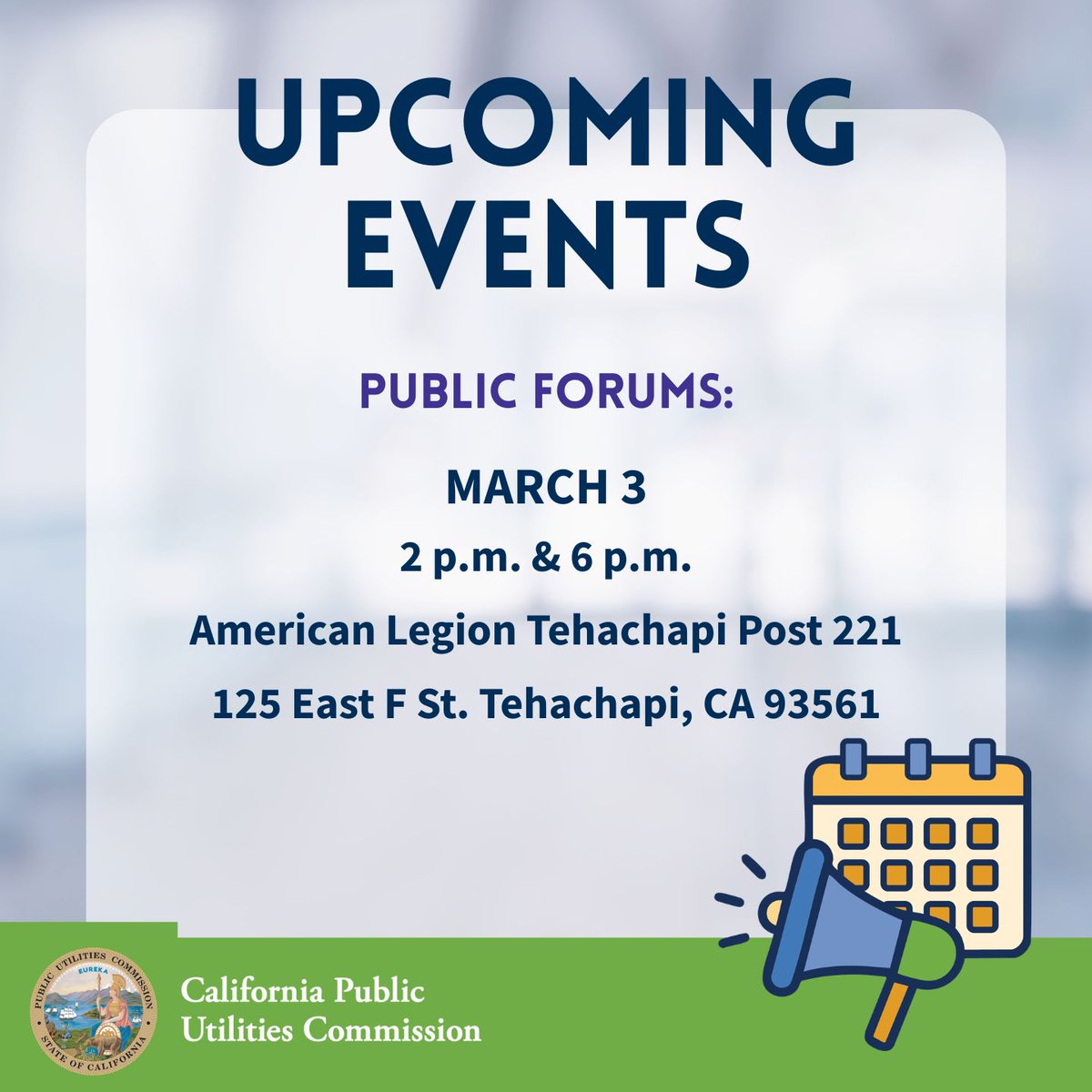californiapuc's tweet image. 📢Happening Today: Keene ratepayers can attend a public forum about Keene Water System’s rates request and its application to be relieved from providing water services. 
🔗Full advisory: bit.ly/3ZJFjN1
#Water #Utility