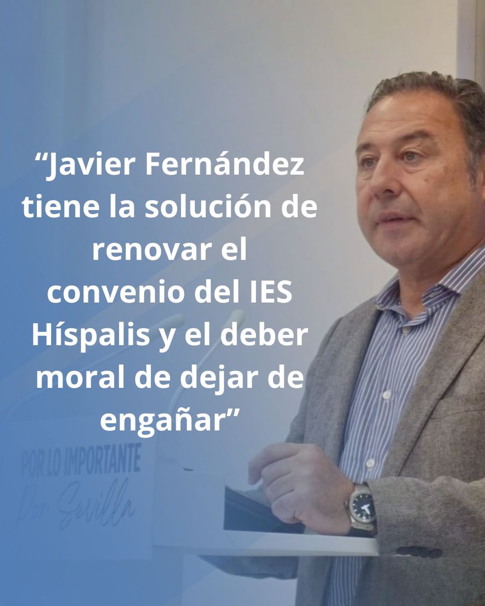 ‼️Javier Fernández está mintiendo. La Diputación es la propietaria del edificio y es la única que ha decidido no renovar el convenio de colaboración

🔗 ppsevilla.com/ricardo-sanche…