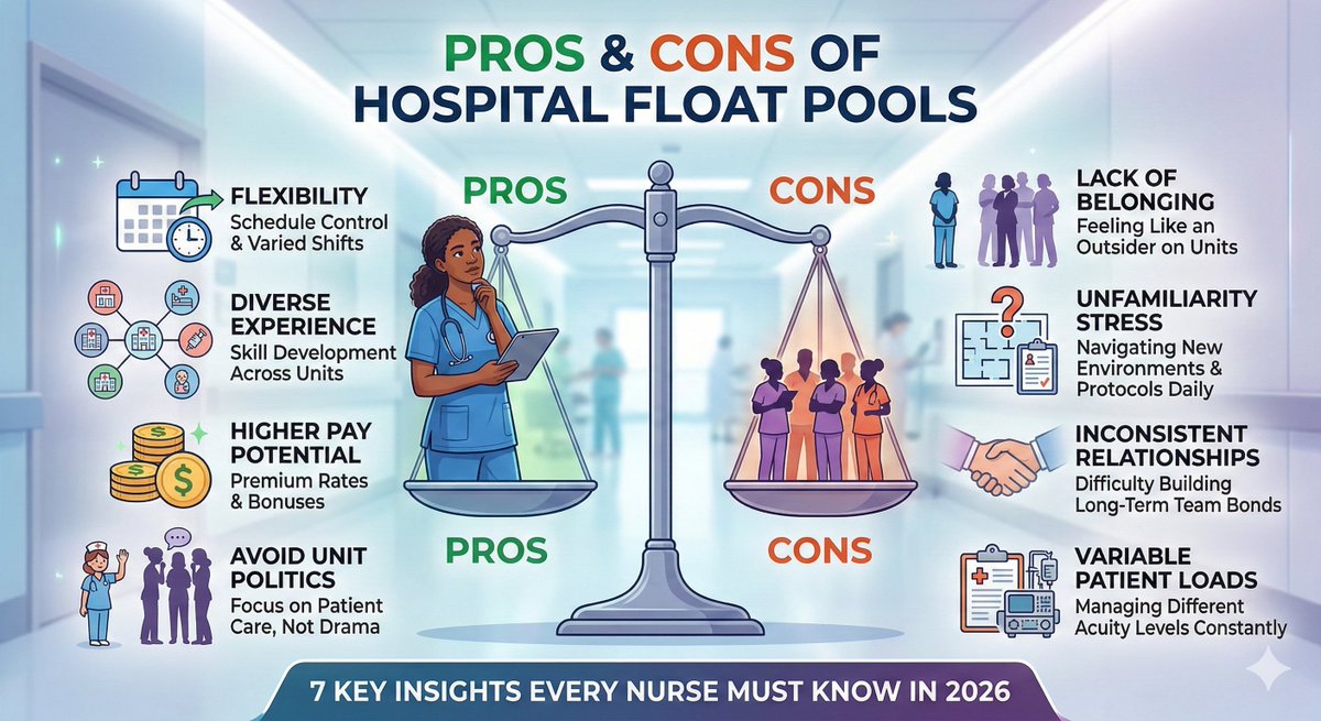 nurseseducator's tweet image. Hospital float pools: opportunity or overload?

Here are 7 pros &amp;amp; cons every nurse must know in 2026.

#FloatNurse #NursingCareer #HospitalLife #NurseLife #HealthcareWorkforce #BurnoutPrevention #ClinicalNurse

nurseseducator.com/pros-and-cons-…