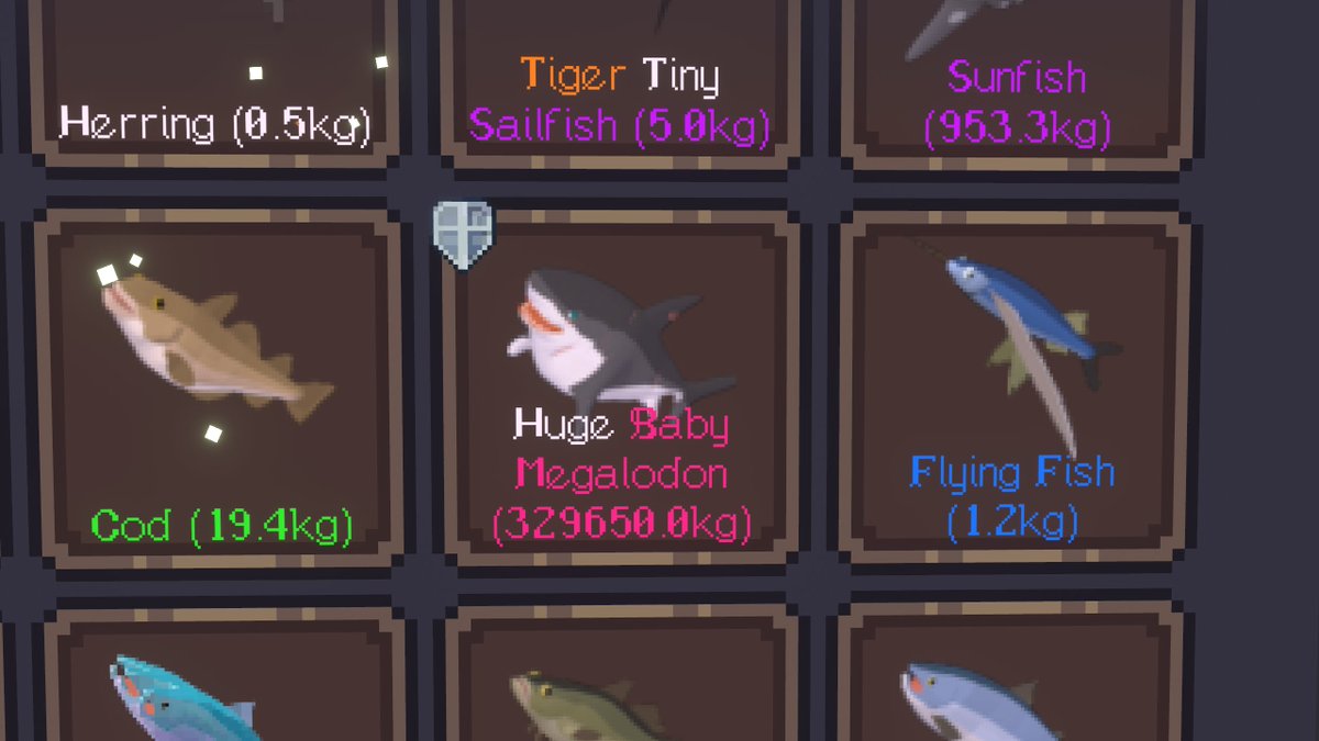 落ちる前にfish行ったら329650.0kgの化け物釣れた。出すと視界が埋まる。
