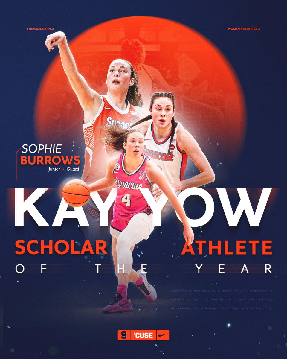 CuseWBB's tweet photo. Congrats Sophie! 🍊🫡

Burrows named the program's first-ever Kay Yow Scholar Athlete of the Year!

📰 https://t.co/fyIFkrS8YO https://t.co/BbsSNOLnUC