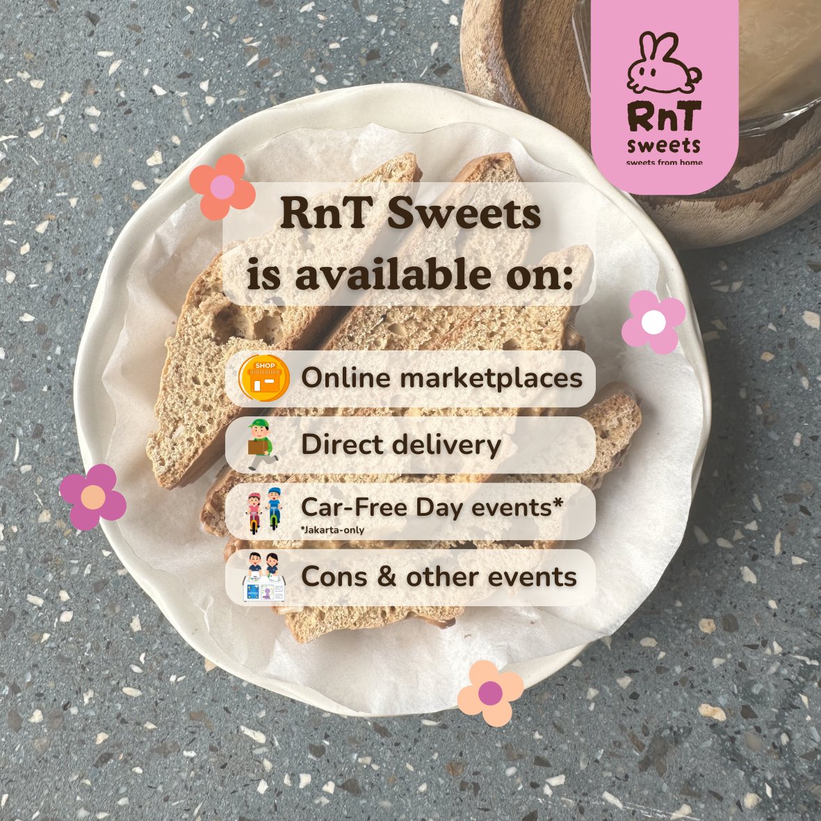 Rnt_Sweets's tweet photo. Selamat datang di RnT Sweets! 👩‍🍳

RnT Sweets menjual produk-produk kukis, pastry, dan kue kering olahan rumah berkualitas dengan bahan premium dan gula merah sebagai pemanis utama

Kunjungi marketplace online kami atau hubungi nomor WA kami untuk pesan kukis RnT Sweets! 🕊️✨ https://t.co/kgZW3vmKsj