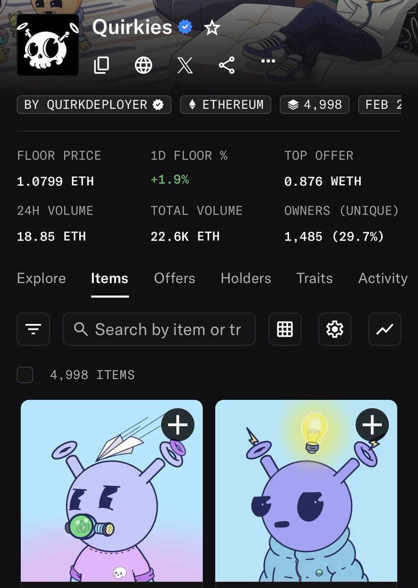 Quirkies break 1 ETH floor!!

This team is delivering