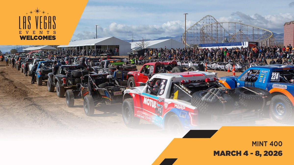 702_Events's tweet image. It’s race weekend in the desert! 🌵🏎️ The MINT 400 brings its legendary off-road action back to Las Vegas, delivering high-speed thrills for drivers and fans alike. #LasVegasEvents #Mint400 #DesertRacing #OffRoadRacing #FremontStreet