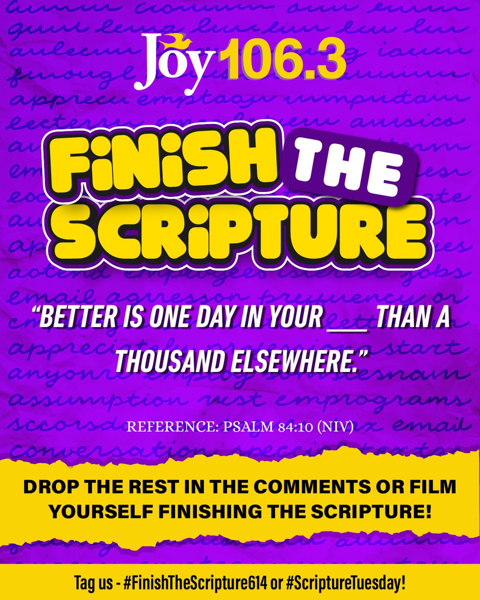 joycolumbus1063's tweet photo. Let’s see who’s been in their Bible 👀📖
Finish the scripture in the comments ⬇️ #ScriptureTuesday https://t.co/SqQ6EDGj3x