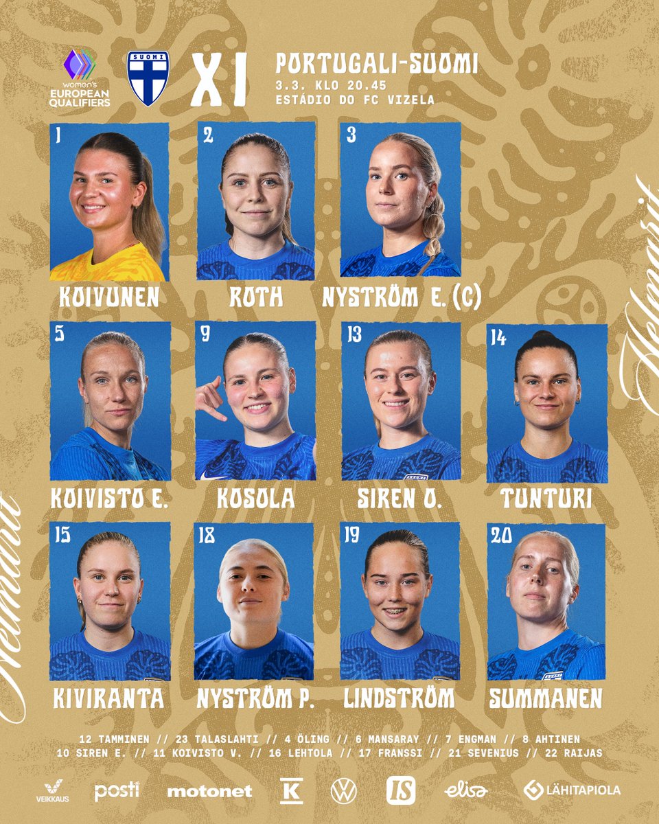 𝐌𝐌-𝐤𝐚𝐫𝐬𝐢𝐧𝐭𝐨𝐣𝐞𝐧 𝐚𝐯𝐚𝐮𝐬𝐦𝐚𝐭𝐬𝐢! 😍

Kello 20.45 alkava ottelu näkyy suorana Yle TV2:ssa ja Yle Areenassa. Studiolähetys alkaa kello 20.30! 🇵🇹🇫🇮

#Helmarit #MeOlemmeSuomi #PORFIN