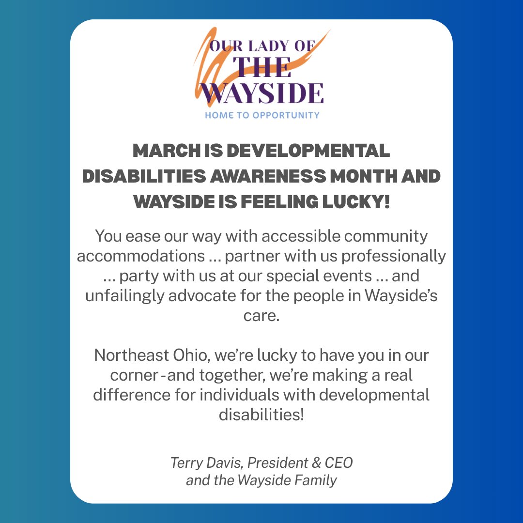 OurLadyWayside's tweet photo. Happy Developmental Disabilities Awareness Month!

#DDAwareness https://t.co/kKZguQX67V