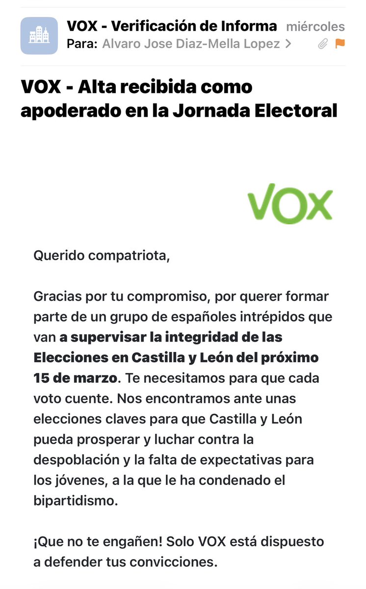 <a href="/Vox_CortesCyL/">VOX Castilla y León</a> <a href="/Igarrigavaz/">Ignacio Garriga</a> <a href="/CarlosPollan/">Carlos Pollán Fernández</a> He completado mi inscripción como apoderado.💪🏻🇪🇸👇🏻