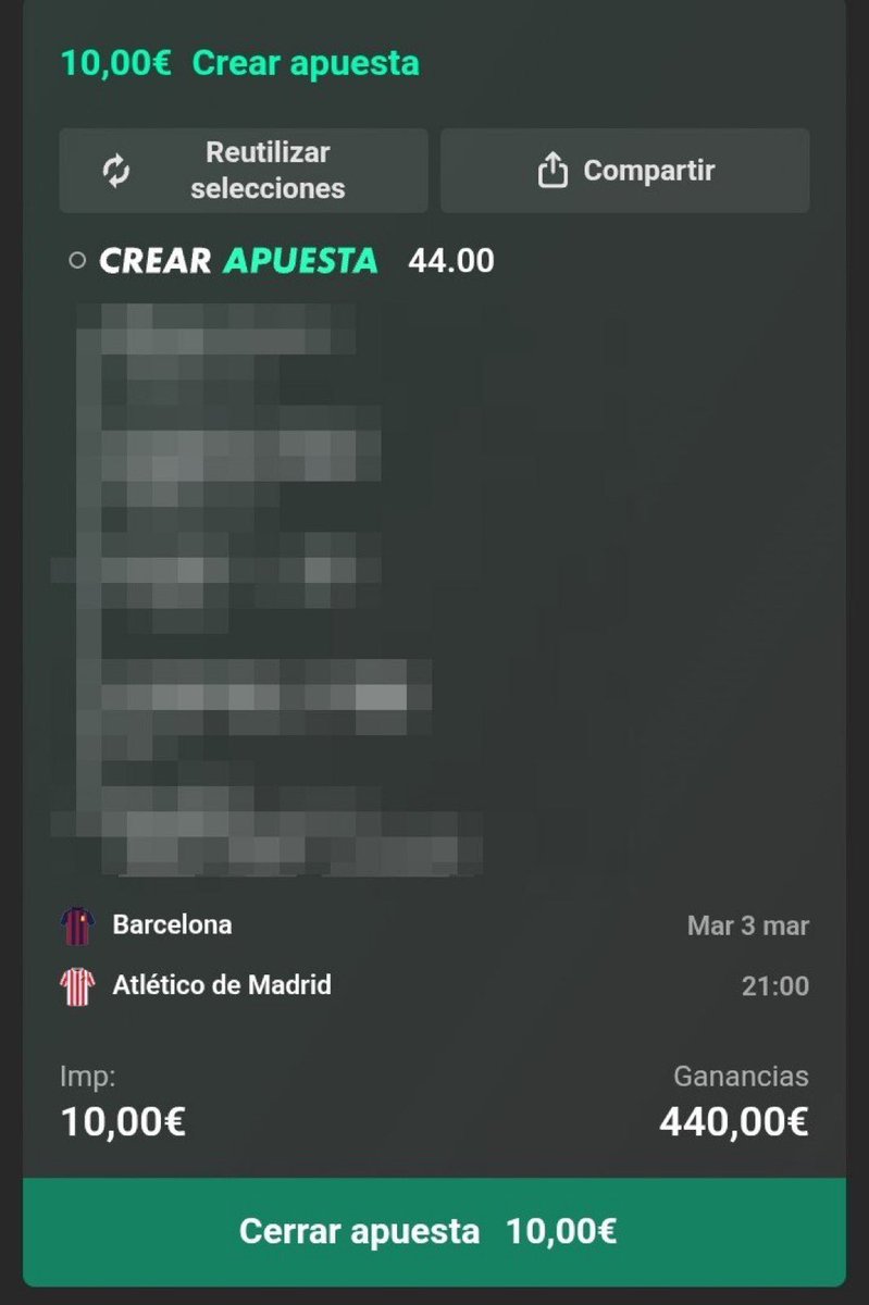 Si tienes 10€ te aconsejo sinceramente meterlo en la apuesta de hoy de semis del Athletic-Barça, la ganancia sería de 440€

Lo más factible q hemos visto en mucho tiempo, es dinero fácil

Sólo queremos compartirla con vosotros para q no se corra la voz, deja like, rt y mira MD