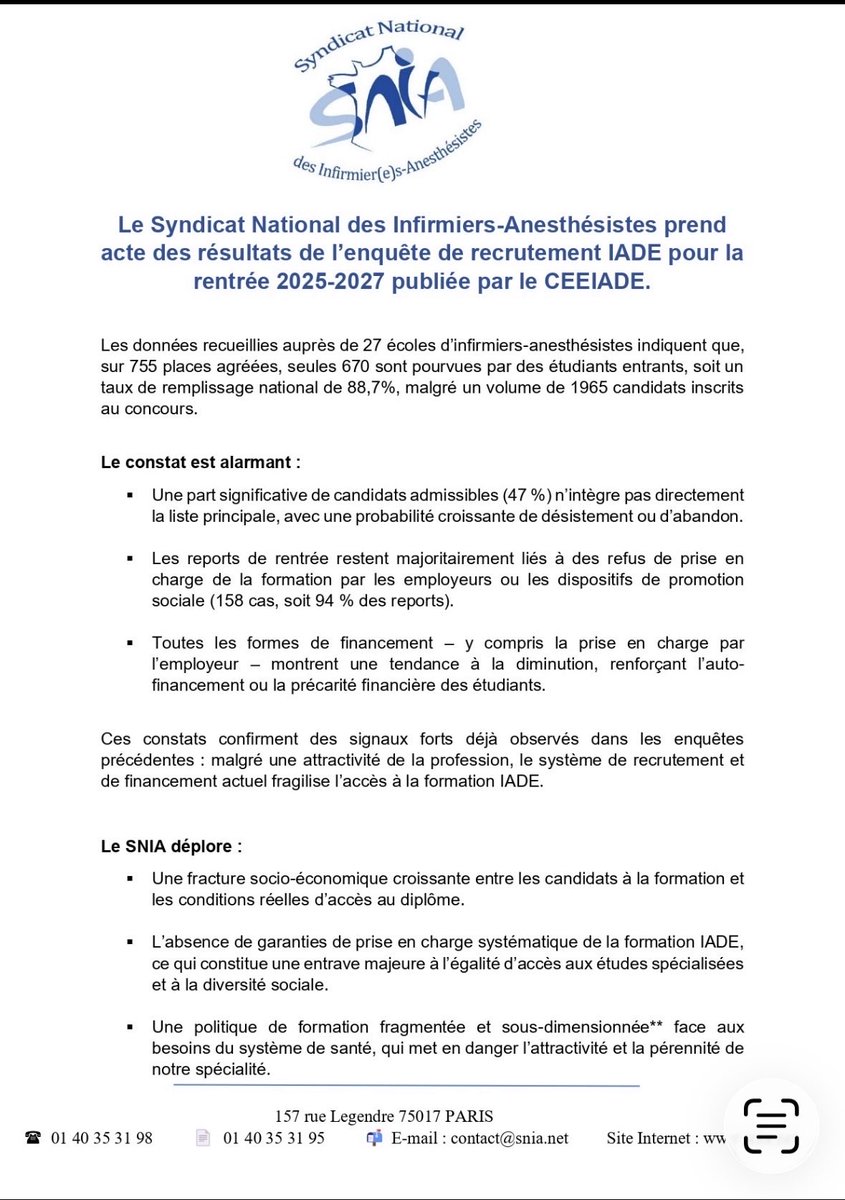 SNIA : Syndicat Nal des #IADE tweet media