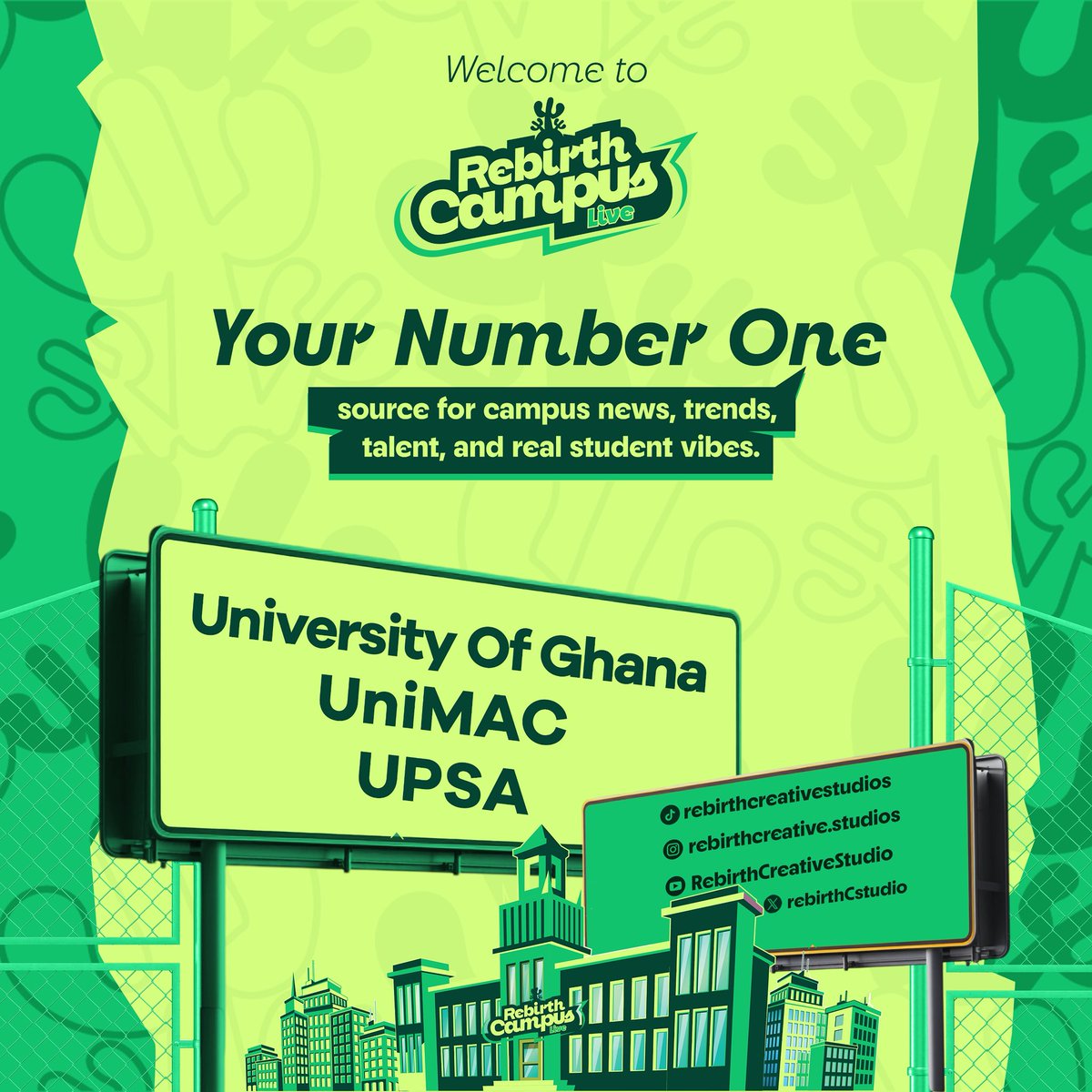 Welcome to REBIRTH CAMPUS LIVE 
Your number one source for campus news, trends, talent, and real student vibes.

This is more than updates - This is CULTURE

This is COMMUNITY.