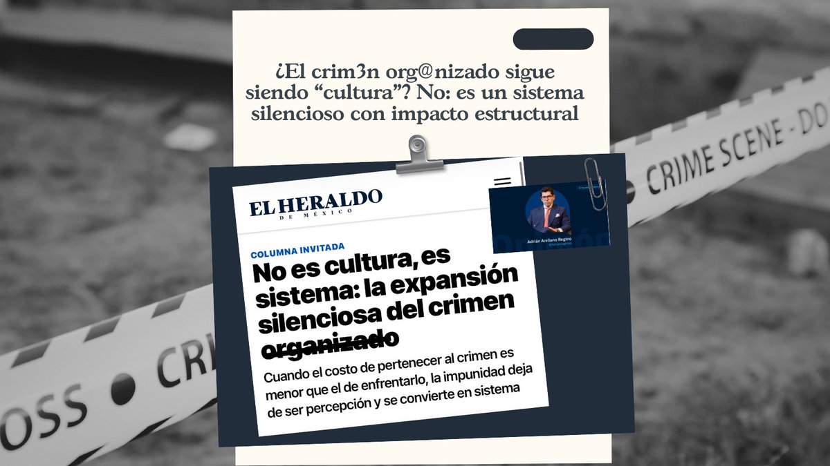 Nuestro socio <a href="/Adrianreginoo/">Adrián Arellano</a> escribió en <a href="/elheraldoco/">EL HERALDO</a> que el crimen organizado en
México ya no es una "cultura": es un sistema silencioso que se ha normalizado cuando conviene más pertenecer que enfrentarlo. 

heraldodemexico.com.mx/opinion/2026/3…