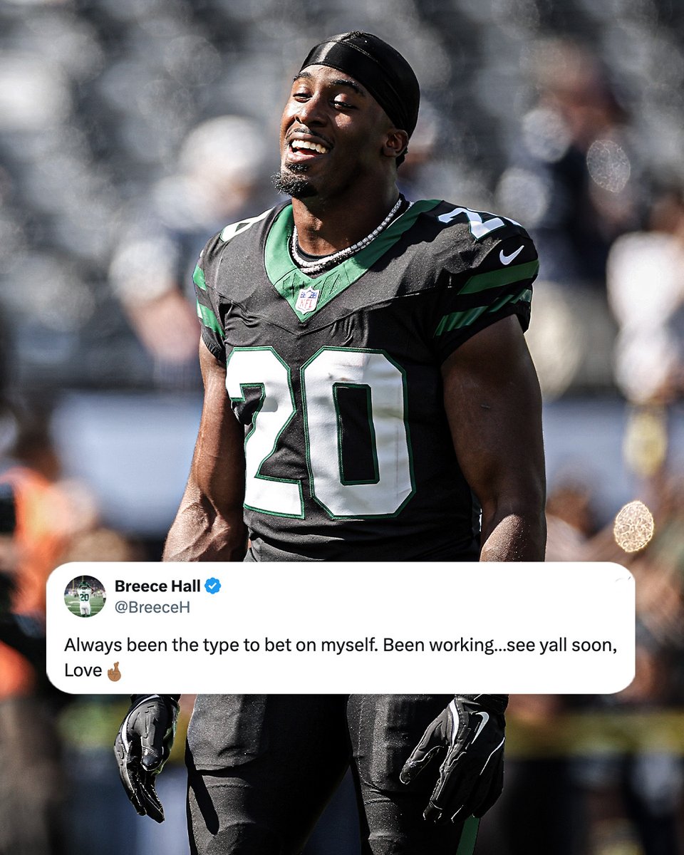 Breece Hall posted this message on X following the announcement that the New York Jets placed the franchise tag on him.