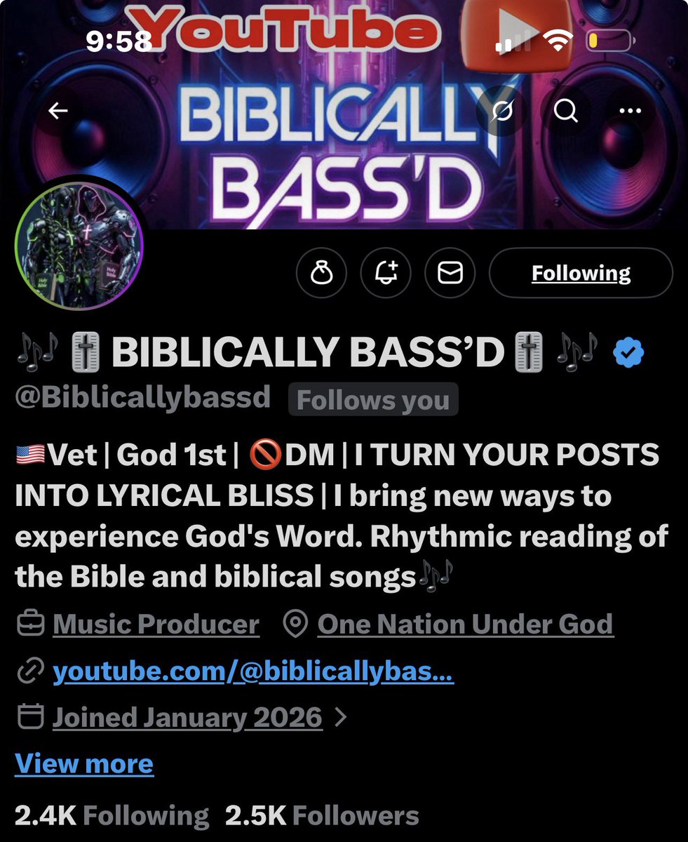 Guys, you’re gonna love these two shout outs! 🙌🔥 Meet the talented
<a href="/Biblicallybassd/">🎶🎚️BIBLICALLY BASS’D🎚️🎶</a> and  <a href="/HeathMelin52758/">Milly May</a> (Milly May)
The producer behind BIBLICALLY BASS’D created one of the most unique accounts on X! I absolutely love it!
It’s straight fire…a vet putting God first, turning