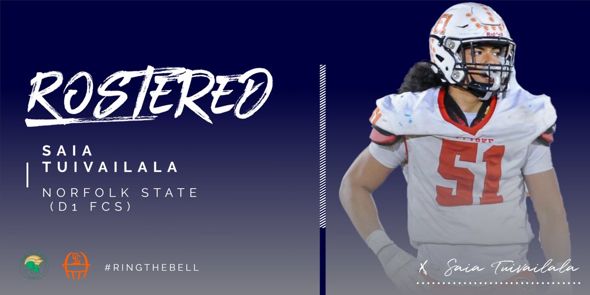 ClarkeCoFB's tweet photo. Proud to share that former All State standout Saia Tuivailala has earned a roster spot for Michael Vick and the D1 FCS Norfolk State Spartans!  Continue to do great things Saia! https://t.co/dgLGRoBr6E