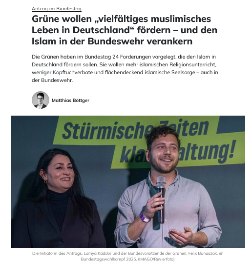 Die Grünen forcieren die Islamisierung Deutschlands und behaupten gleichzeitig, die AfD wolle unser Land "zerschlagen". 

Man kann diese Vaterlandsverräter nicht genug verachten.