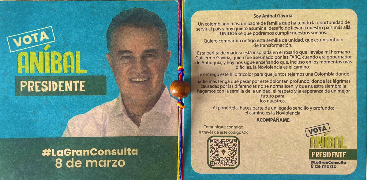 El próximo 8 de marzo ten presente en las urnas 🗳️🗳️🗳️
“NOVIOLENCIA PARA TRANSFORMAR REGIONES 💚💚💚, LIDERAZGO PARA AVANZAR UNIDOS 🇨🇴🇨🇴🇨🇴”
<a href="/anibalgaviria/">Aníbal Gaviria Correa</a>