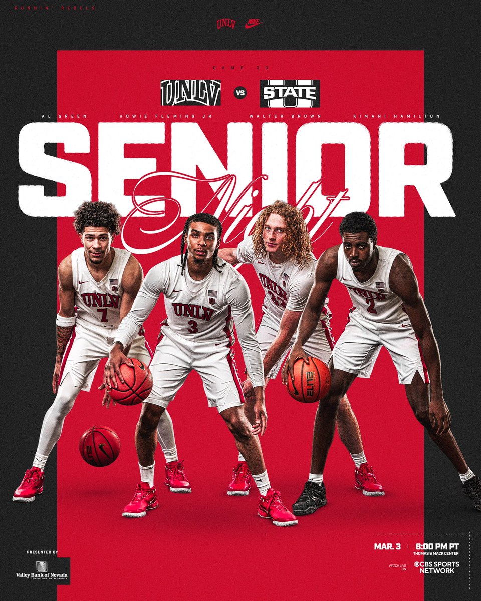 Home Finale

🆚 Utah State
⏰ 8:00 PM
📍 Thomas &amp; Mack
📺 CBSSN
📻 ESPN Las Vegas
🎟️ UNLVtickets.com