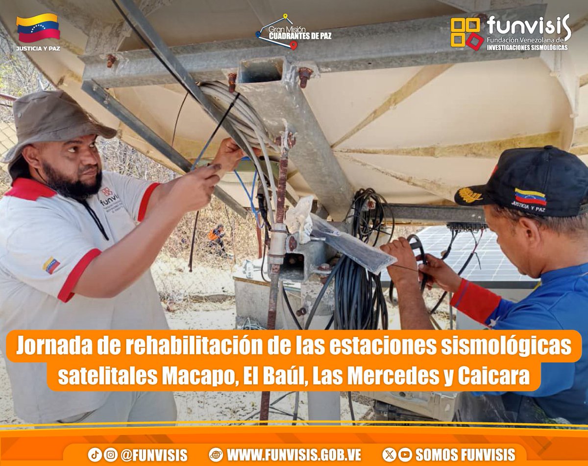 SomosFunvisis's tweet photo. #Entérate | Del #22Feb al #28Feb, una comisión de @SomosFunvisis se trasladó a los estados Miranda, Cojedes, Guárico y Bolívar, para la recuperación, actualización y activación de estaciones sismológicas satelitales.
Conoce más detalles en 👉 https://t.co/IRap0GJDOx https://t.co/HG9OVAN8zv