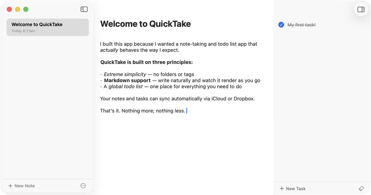 A screenshot of QuickTake on macOS