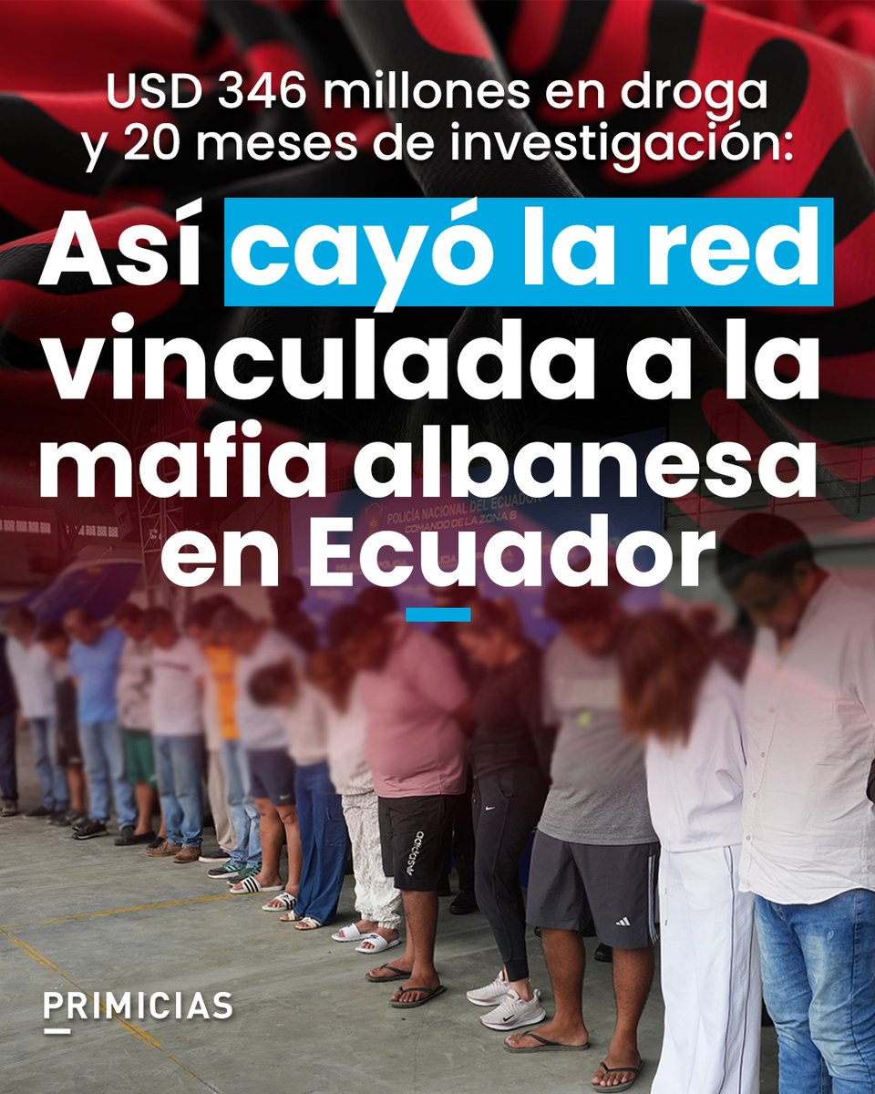 Primicias's tweet image. #ATENCIÓN | Entre los 16 detenidos en Ecuador figuran el presunto líder de la estructura, directivos de una empresa exportadora y el exasambleísta Jorge Fadul, señalados como parte del engranaje que habría facilitado el envío de cocaína hacia Europa. prim.ec/bnnG50YoJC4